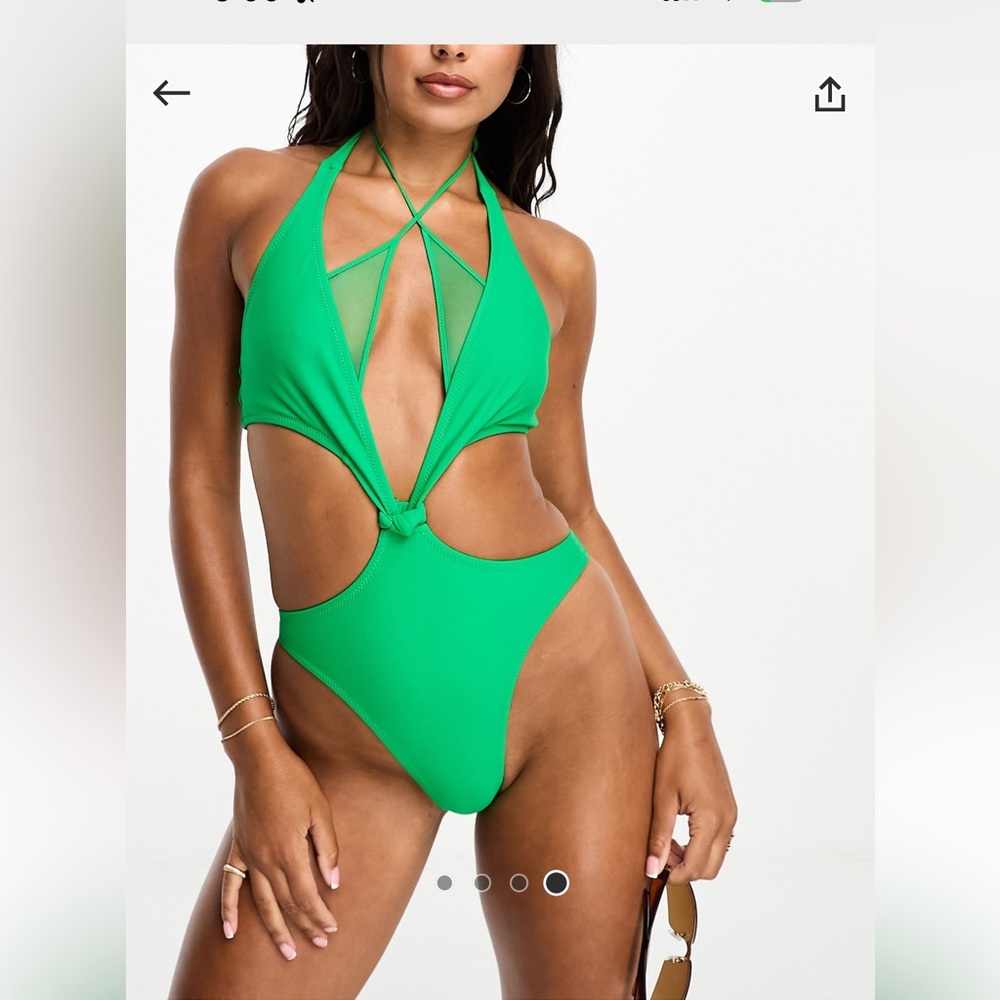 🦋 Emerald Halter Cutout One-Piece Y2K style Swimsuit